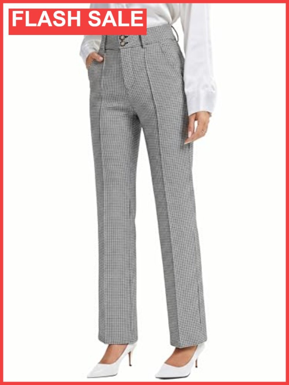 Women's Straight Leg Stretch Dress Pants Business Casual High Waisted